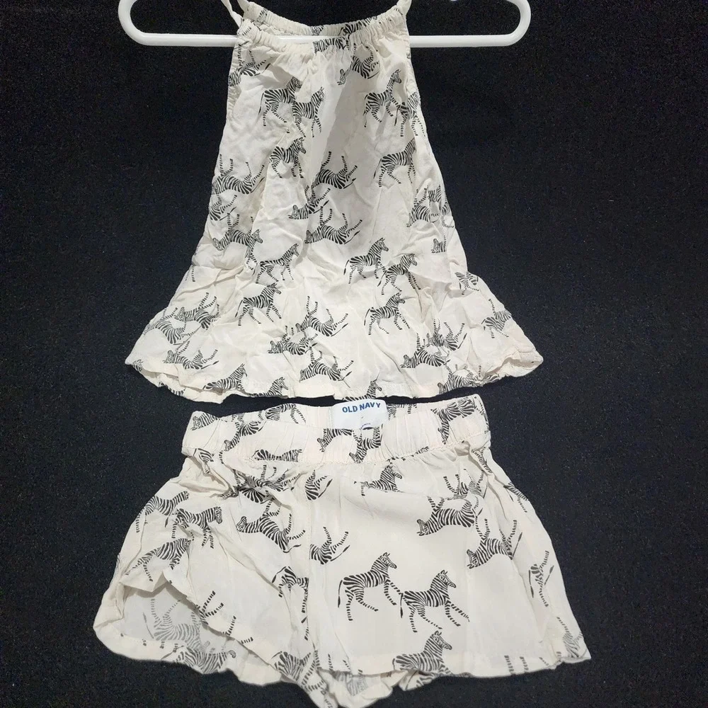 Old Navy Kids 3T Zebra Print‎ Tank Top Shorts Pajama Set Sleepwear